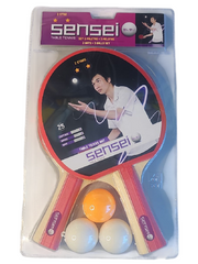 Set Paletas Ping Pong Sensei 2 Estrellas 🏓 | 2 Paletas + 3 Pelotas
